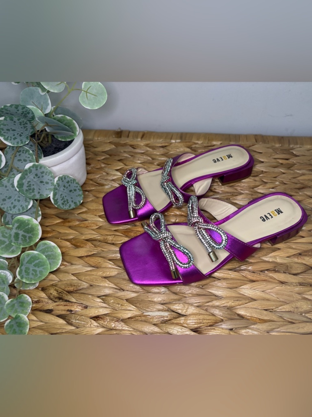 Maeve Anthropologie Magenta Satin Embellished Slide Sandals - Picture 4 of 15